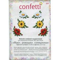 Flizelin water-soluble sew Confetti K-237 Poppies, daisies, sunflowers