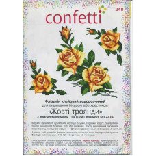 Водорозчинний пришивний флізелін для вишивання Confetti К-248 Жовті троянди