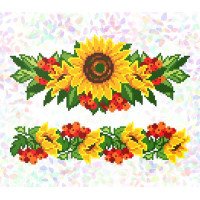Flizelin water-soluble sew Confetti K-286 Sunflowers and viburnum