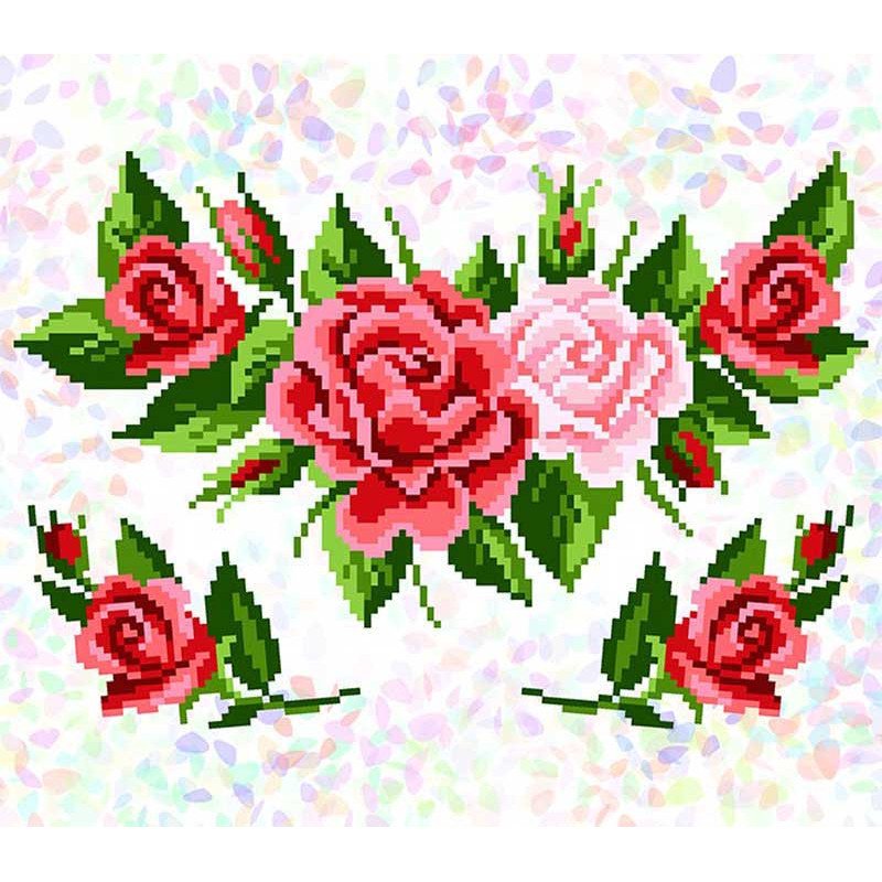 Водорозчинний пришивний флізелін для вишивання Confetti К-294 Трояндовий букет