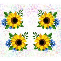 Flizelin water-soluble sew Confetti K-312 Sunflowers and cornflowers