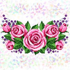 Водорастворимый пришивной флизелин для вышивки Confetti К-327 Розовые розы (1 фрагмент)