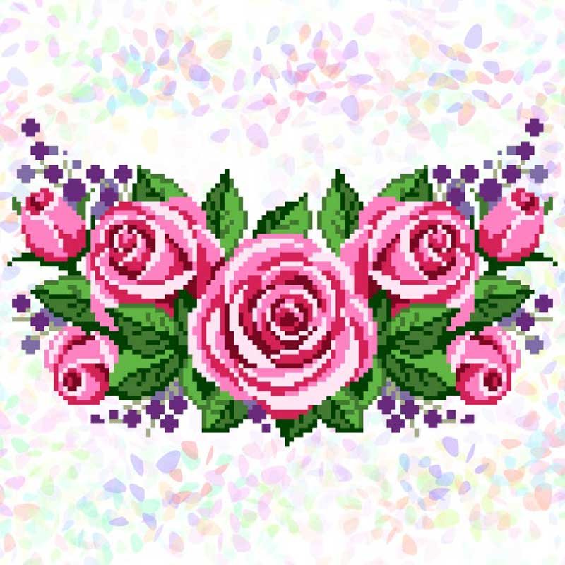 Водорозчинний пришивний флізелін для вишивання Confetti К-327 Рожеві троянди (1 фраґмент) 