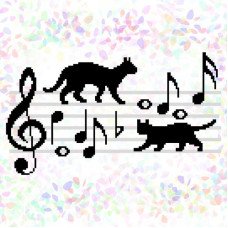 Flizelin water-soluble sew Confetti K-350 Musician cats