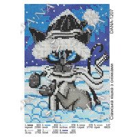 Cхема для вышивки бисером  ДАНА-1207 Сиамская кошка с снежинками