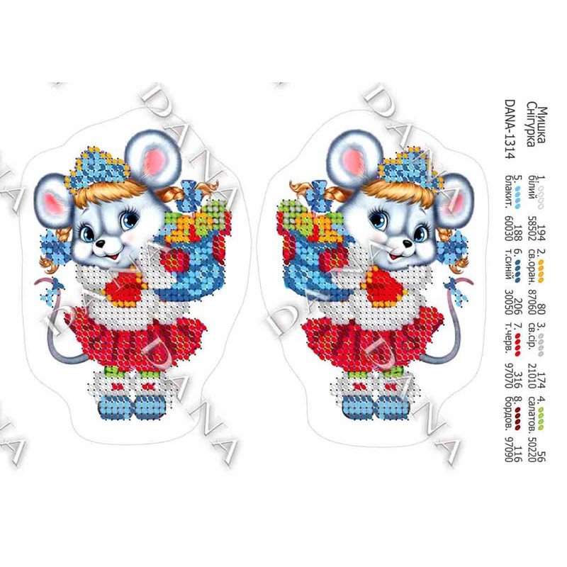 Схема для вишивки бісером ДАНА-1314 Мишка-Снігуронька