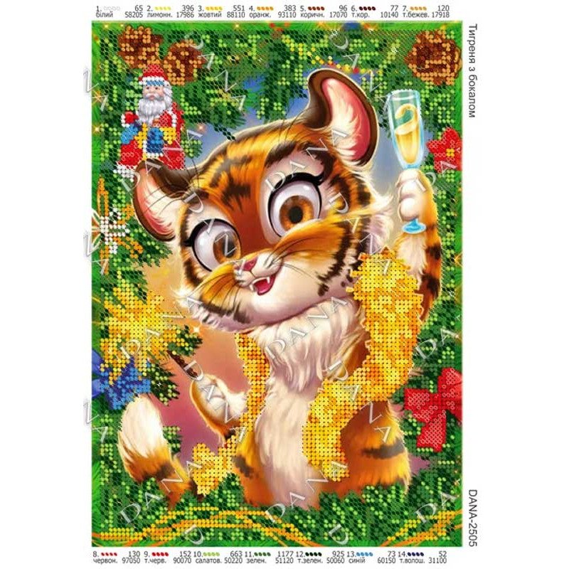 Pattern beading DANA-2505 Tiger cub with a glass