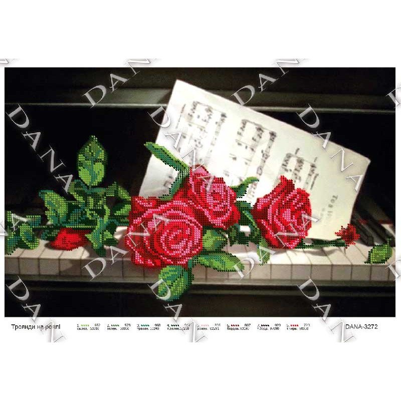 Схема для вишивання бісером ДАНА-3272 Троянди на роялі