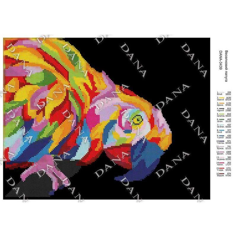 Схема для вишивання бісером ДАНА-3439 Барвистий папуга