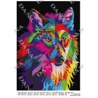 Pattern beading DANA-3440 Colorful wolf