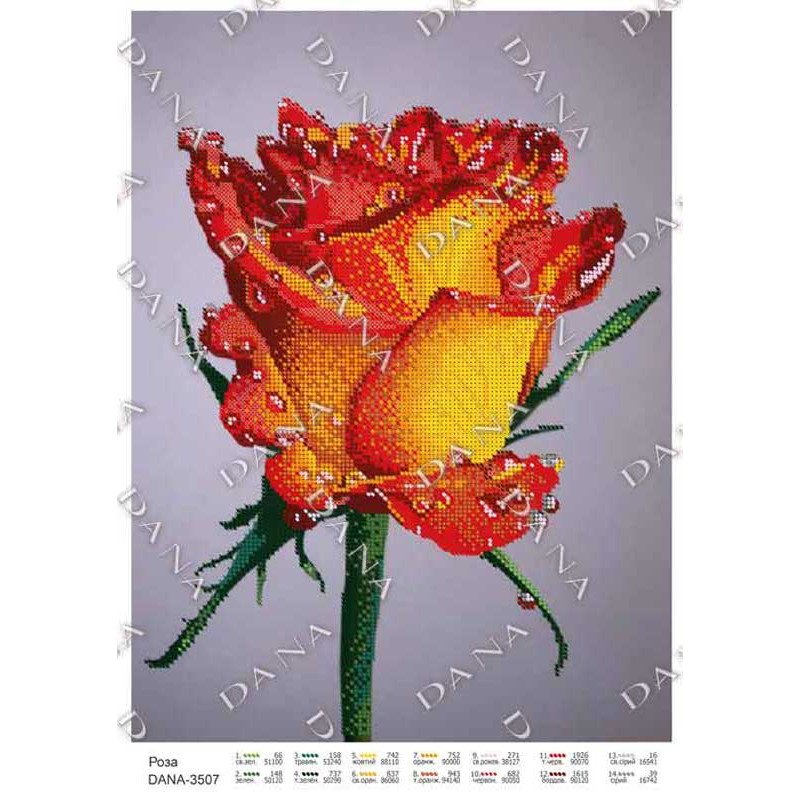 Схема для вишивання бісером ДАНА-3507 Троянда