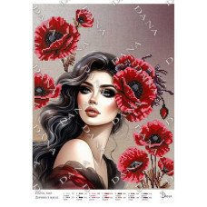 Cхема для вышивки бисером  ДАНА-3665 Девушка в маках