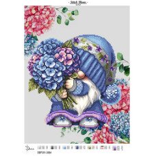 Cхема для вышивки бисером  ДАНА-3684 Гномик с гортензией
