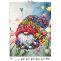 Cхема для вышивки бисером  ДАНА-3685 Гномик с тюльпанами