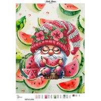 Cхема для вышивки бисером  ДАНА-3686 Гномик с арбузом