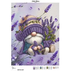 Cхема для вышивки бисером  ДАНА-3687 Гномик с лавандой