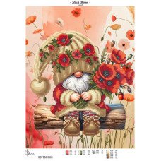 Схема для вишивання бісером ДАНА-3689 Гномик з маками