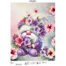 Cхема для вышивки бисером  ДАНА-3695 Гномик с гибискусами