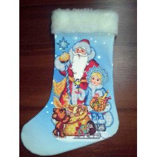 Christmas stocking for beadwork DANA 3180CS Santa Claus and the Snow Maiden-3