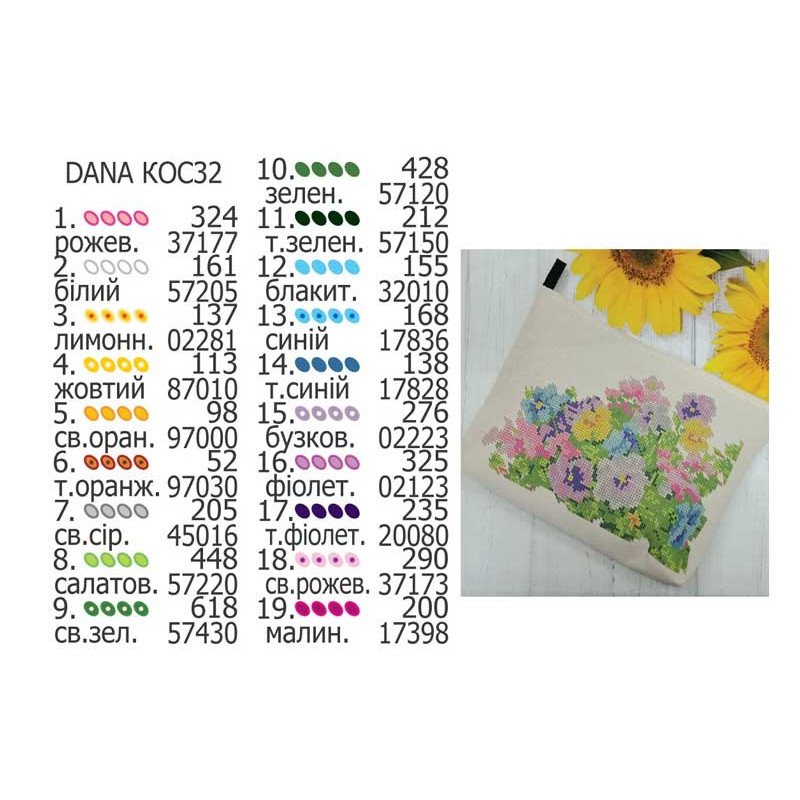 Cosmetic bag for bead embroidery DANA KOC-32