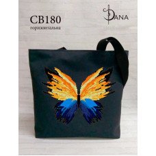 Shopper bag for beading DANA CB-180 Yellow-blue butterfly