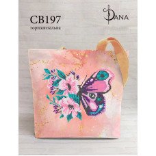 Сумка шоппер для вишивки бісером ДАНА СВ-197  Квітковий метелик