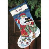Cross Stitch Kits Dimensions 08714 Santa & Snowman Stocking