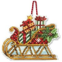 Набор для вышивки крестом Dimensions 70-08914 Рождественское украшение Сани