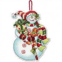 Cross Stitch Kits Dimensions 70-08915 Snowman with Sweets Ornament