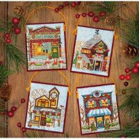 Cross Stitch Kits Dimensions 70-08954 Winter Village Ornaments