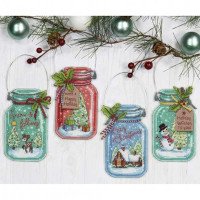 Cross Stitch Kits Dimensions 70-08964 Christmas Jar Ornaments