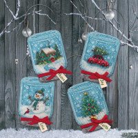 Cross Stitch Kits Dimensions 70-08997 Christmas Jar Ornaments