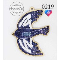 Cross stitch kit on wooden base FruzelOk 0219 blue bird