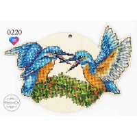 Cross stitch kit on wooden base FruzelOk 0220 Kingfishers