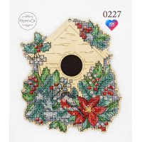 Cross stitch kit on wooden base FruzelOk 0227 Winter birdhouse (out of production)