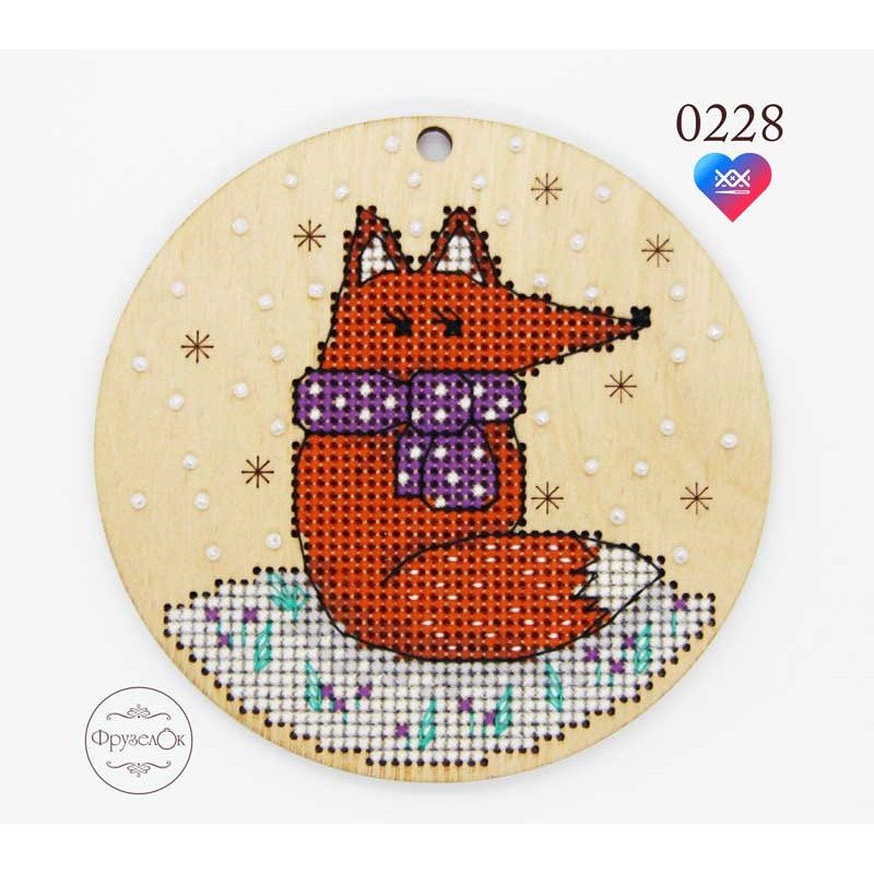 Cross stitch kit on wooden base FruzelOk 0228 Little Fox