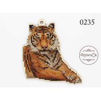 Cross stitch kit on wooden base FruzelOk 0235 Tiger