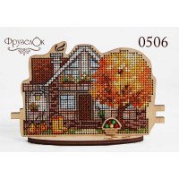 Cross stitch kit on wooden base FruzelOk 0506 Autumn house