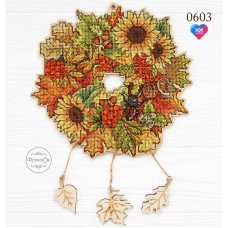Cross stitch kit on wooden base FruzelOk 0603 Autumn wreath