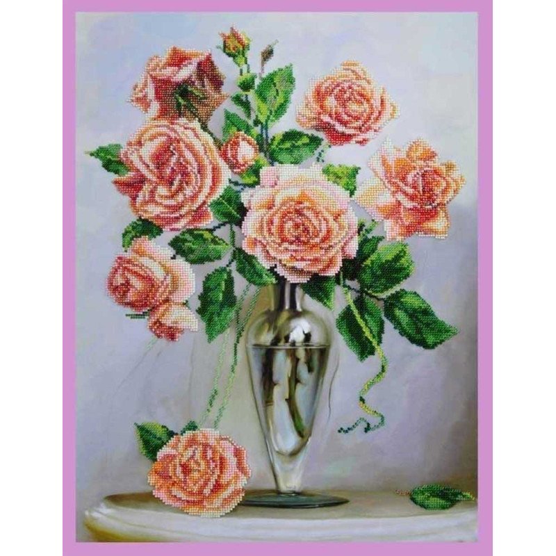 Набір вишивки бісером Картини Бісером Р-248 Троянди на мармуровому столику