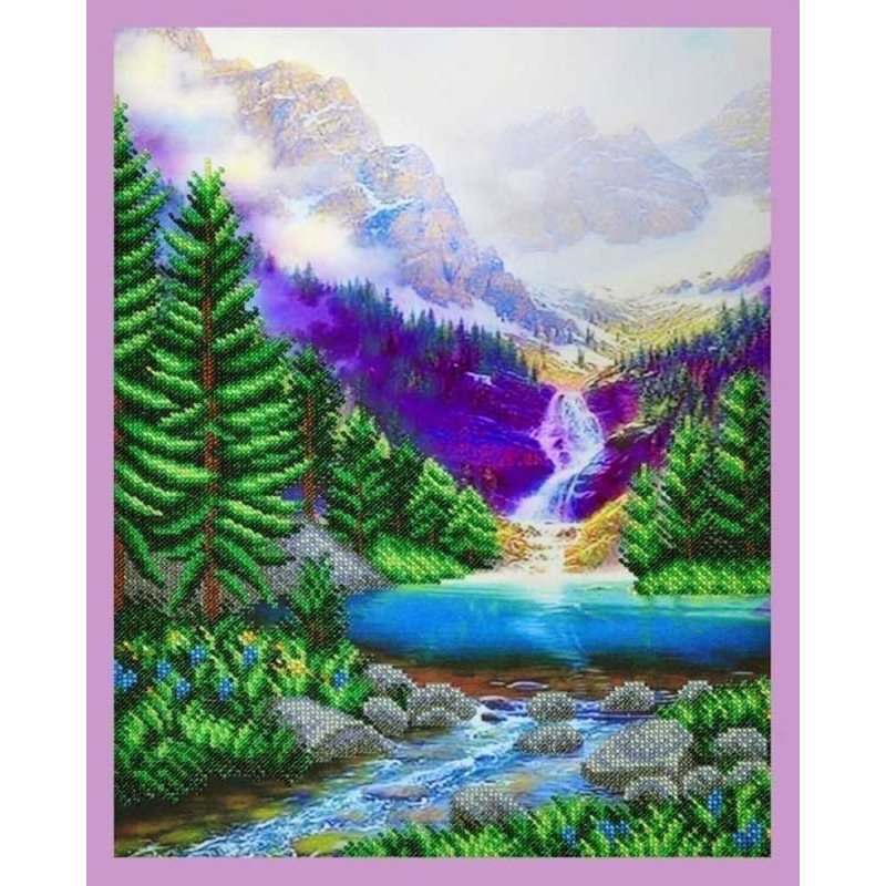 Набір вишивки бісером Картини Бісером Р-297 Водоспад в горах