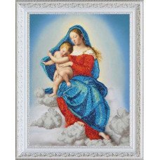Набір вишивки бісером Картини Бісером Р-347 Діва Марія з немовлям