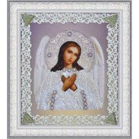 Набір вишивки бісером Картини Бісером Р-371 Ікона Ангела Хоронителя (срібло) ажур