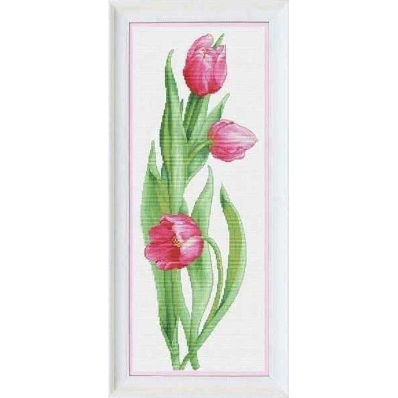 Набір для вишивання хрестиком OLanTА VN-050 Рожеві тюльпани