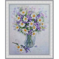 Kit embroidery cross on canvas with printed background OLanTА VF-003 Daisies (out of production)