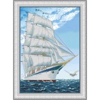 Kit embroidery cross on canvas with printed background OLanTА VF-005 Sailboat
