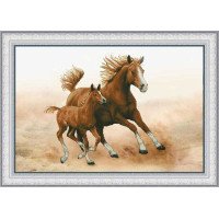 Kit embroidery cross on canvas with printed background OLanTА VF-006 Foal with mom
