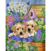 Beadwork Pattern Pictures Beaded S-153 Puppies in basket (out of production)