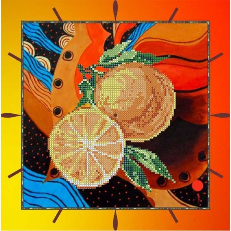 Схема для вишивки бісером Картини Бісером S-178 Годинник Апельсин