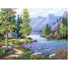 Beadwork Pattern Pictures Beaded S-206 Cottage by the lake